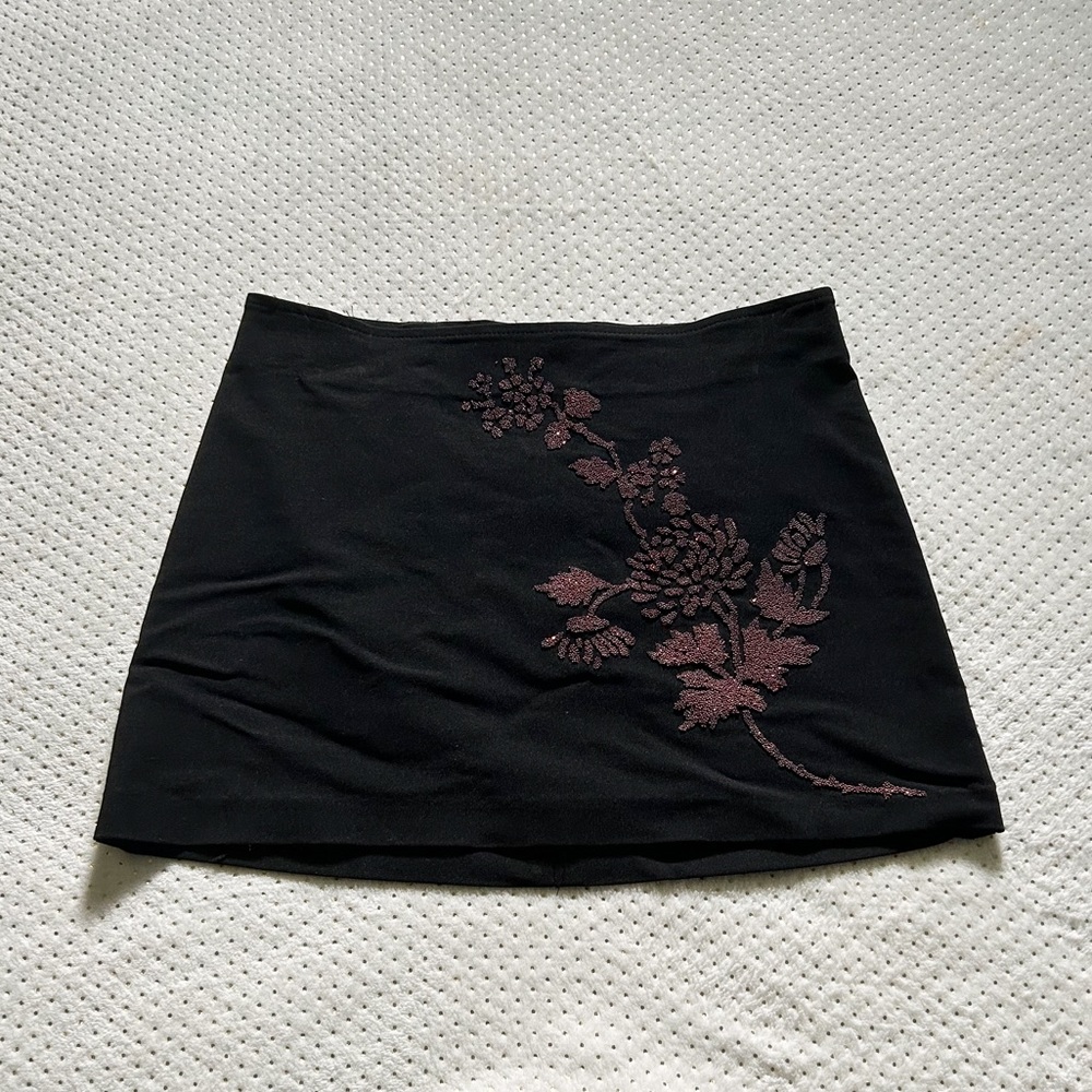 Floral Sparkly Mini Skirt